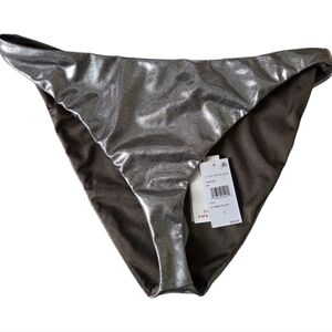 Good American Better Bikini Bottom Reversible Stormy Foil Silver Green 5/2XL NEW